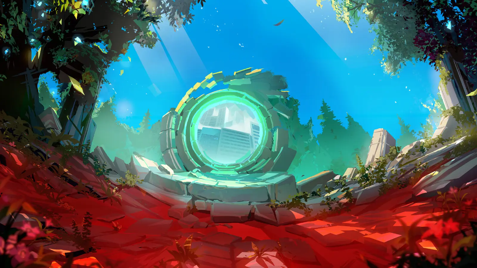 Guildrun official key art with a party facing a rift battle